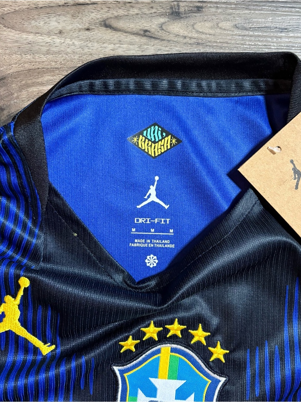 Jordan Brazil National Team Jersey in Black, Royal Blue & Yellow - Picture 5 of 6